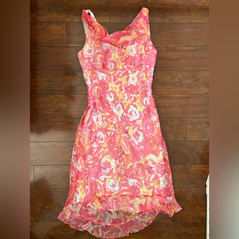 Y2K Pink Floral Dress Spring Summer Wedding Guest Dress - Picture 2 of 7
